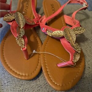 Pink and Gold Women's Sandals